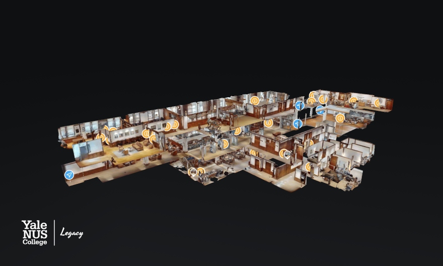 The Yale-NUS College Library in 3D Dollhouse View from the Virtual Tour.